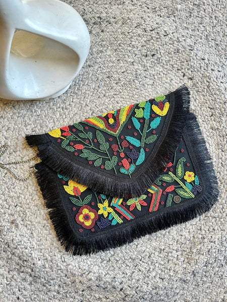 Boho Black Beaded Satchel