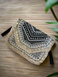 Boho Black Jacquard Satchel