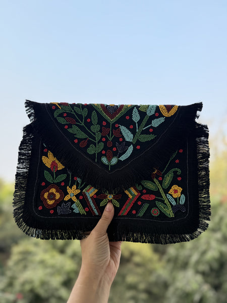 Boho Black Beaded Satchel