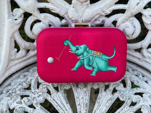 Miniature Hand Painted Elephant in Magenta